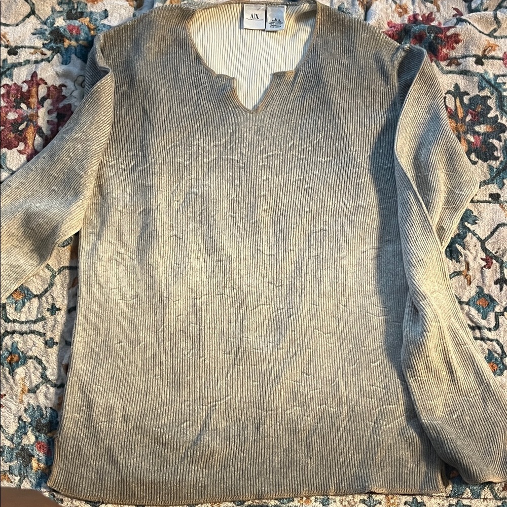 Armani Exchange V-Neck Sweater in Beige - Picture 3 of 5